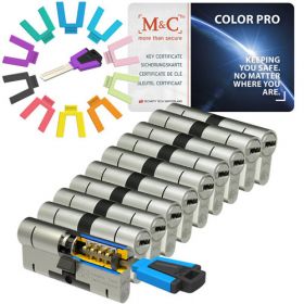 M&C Color Pro set van 10 cilinders 32/32 met 10 sleutels SKG***
