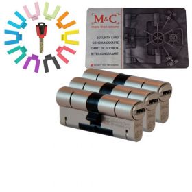 M&C Color set van 3 cilinders 32/32 met 5 sleutels SKG***